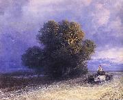 Ivan Aivazovsky Ox Cart Crossing a Flooded Plain oil